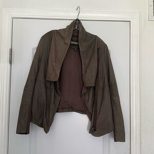 Muubaa Gray Drape Goatskin Moto Jacket Sz 6